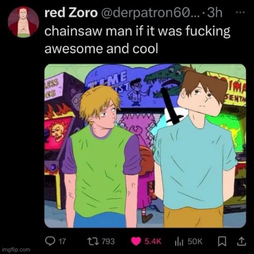 image tagged in clarence,chainsaw bear,anime,memes,shitpost | made w/ Imgflip meme maker