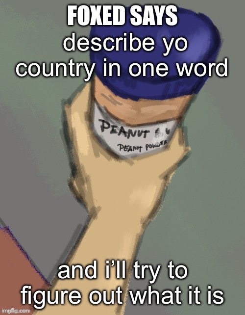 foxed temp (thanks disco) | describe yo country in one word; and i’ll try to figure out what it is | image tagged in foxed temp thanks disco | made w/ Imgflip meme maker