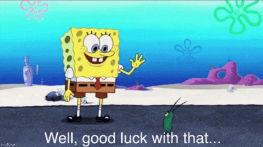 Spongebob Good Luck With That | image tagged in spongebob good luck with that | made w/ Imgflip meme maker