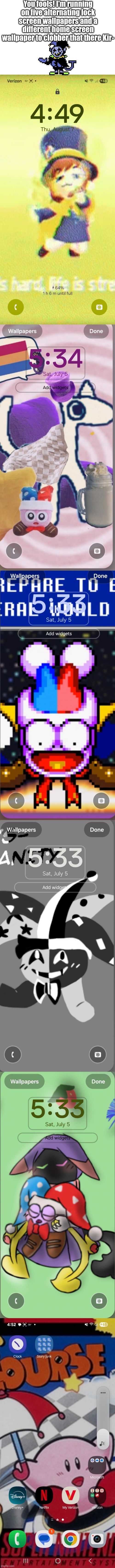 I should add an Unfair Magolor screenshot to my collection of lock screen wallpapers.. | You fools! I'm running on five alternating lock screen wallpapers and a different home screen wallpaper to clobber that there Kir- | image tagged in magolors calling,pick up phone,so i hear were doing wallpaper reveals | made w/ Imgflip meme maker