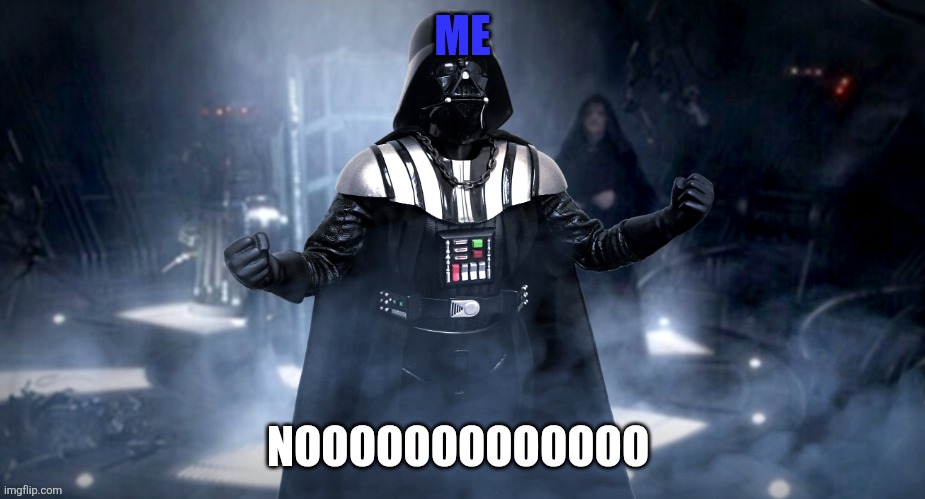 Darth Vader 4K Noooo | ME; NOOOOOOOOOOOOO | image tagged in darth vader 4k noooo | made w/ Imgflip meme maker