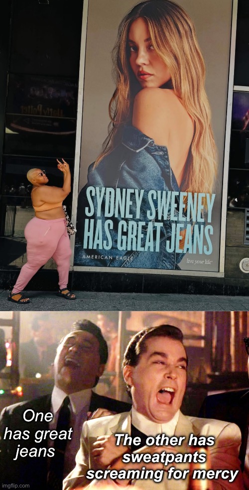 Tensile strength | The other has sweatpants screaming for mercy; One has great jeans | image tagged in memes,politics lol | made w/ Imgflip meme maker