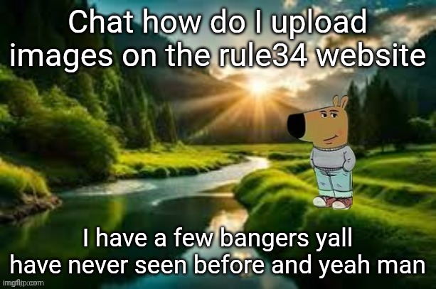 chill guy | Chat how do I upload images on the rule34 website; I have a few bangers yall have never seen before and yeah man | image tagged in chill guy | made w/ Imgflip meme maker
