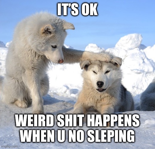 It's OK | IT’S OK WEIRD SHIT HAPPENS WHEN U NO SLEPING | image tagged in it's ok | made w/ Imgflip meme maker