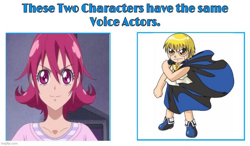 Debi Derryberry | image tagged in same voice actor,glitter force,zatch bell,debi derryberry | made w/ Imgflip meme maker