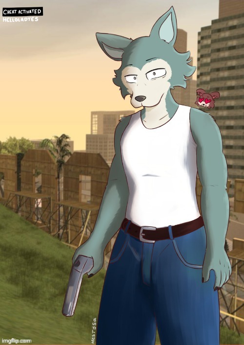 Legoshi as Carl Johnson [Artist is mestysa on the blue site I won't name] | image tagged in beastars,gta san andreas | made w/ Imgflip meme maker