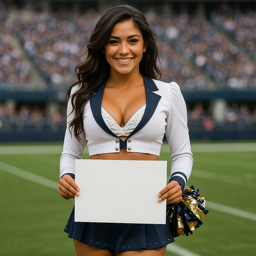 High Quality Cheerleader with a sign Blank Meme Template