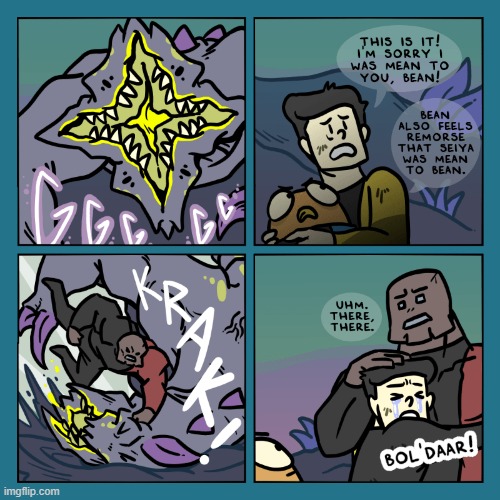 image tagged in stars,monster,bean,rock,punch,rescue | made w/ Imgflip meme maker
