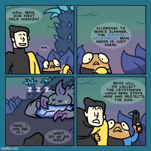 The crew's adventures begin! | image tagged in stars,bean,sapphire,crystal,monster,gun | made w/ Imgflip meme maker
