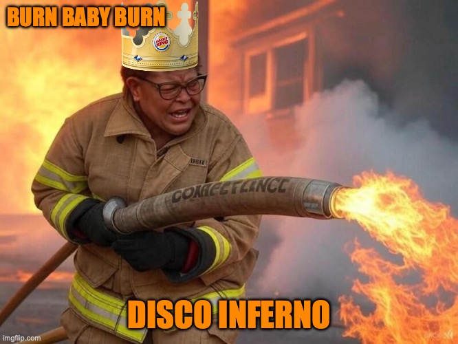 Disco inferno | BURN BABY BURN; DISCO INFERNO | image tagged in mayor karen bass | made w/ Imgflip meme maker