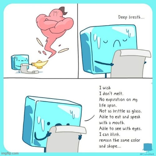 image tagged in ice cube,genie,deep,breath,deep breath,wishes | made w/ Imgflip meme maker