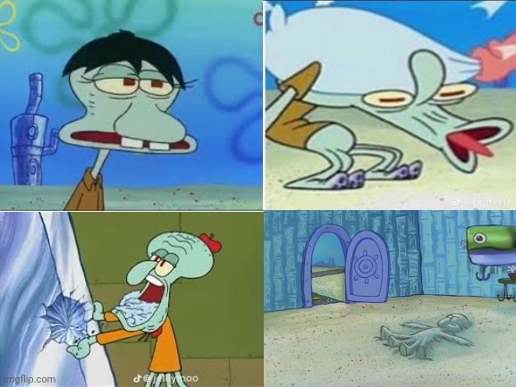 The Four Squidwards | image tagged in skipwork | made w/ Imgflip meme maker