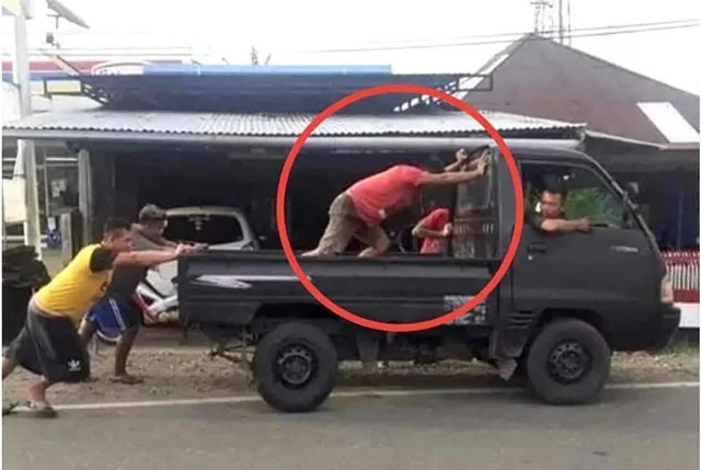 Pushing Truck Blank Meme Template