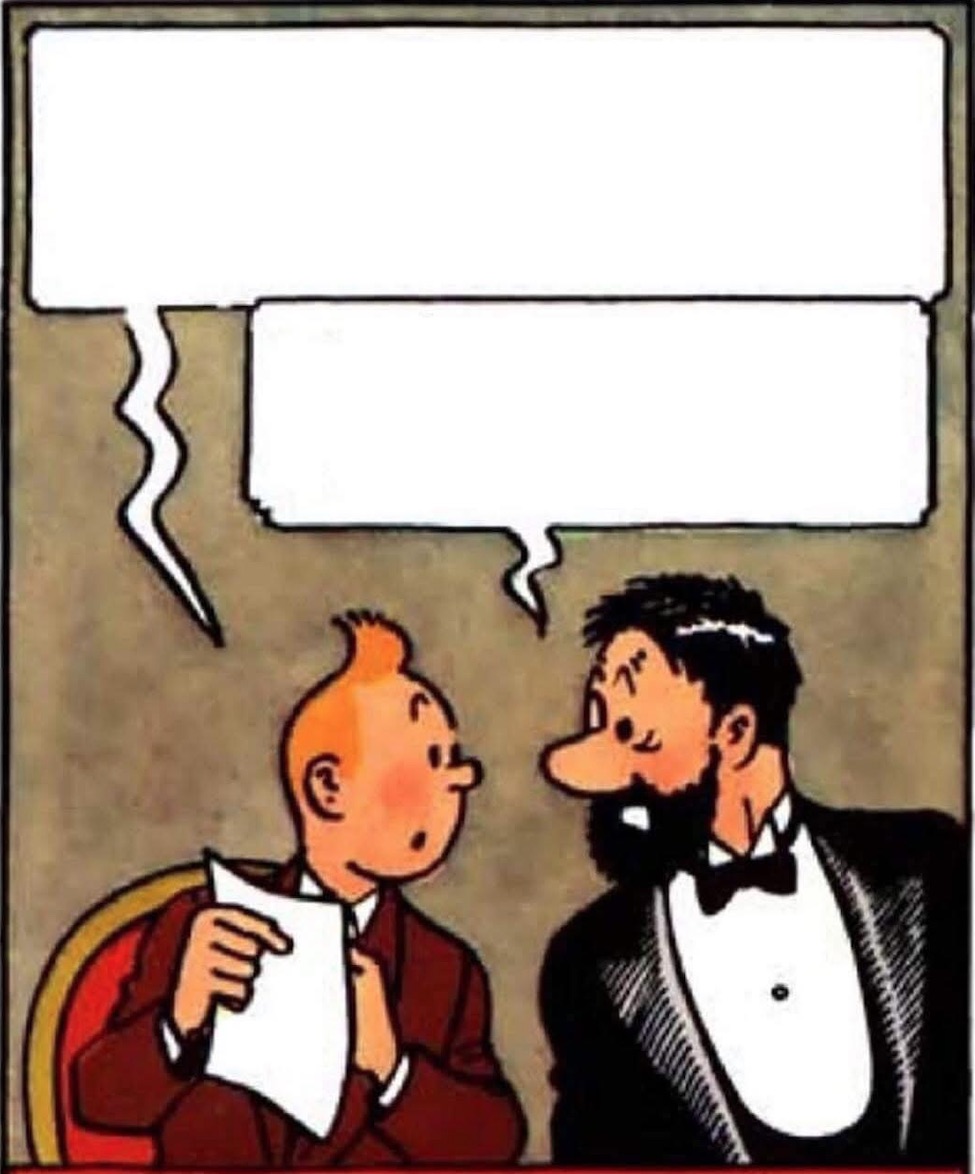 Tintin showing paper Blank Meme Template