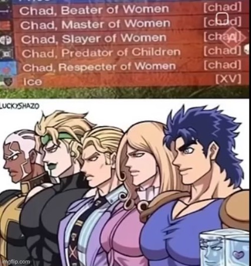 Me and who? | image tagged in memes,shitpost,jojo's bizarre adventure,ice cube,women | made w/ Imgflip meme maker