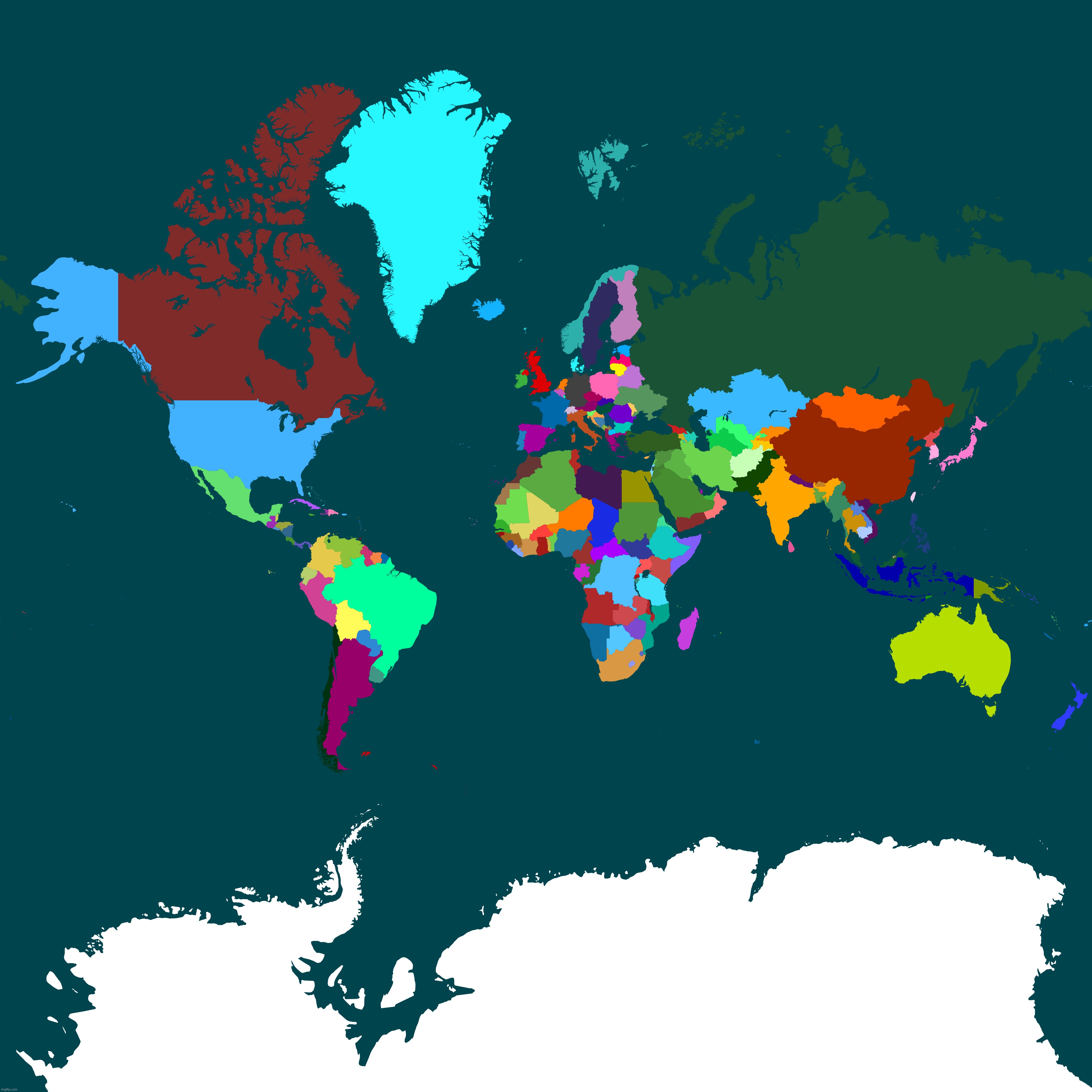 World map but I replaced some of the coastlines with hand drawn coastlines | made w/ Imgflip meme maker