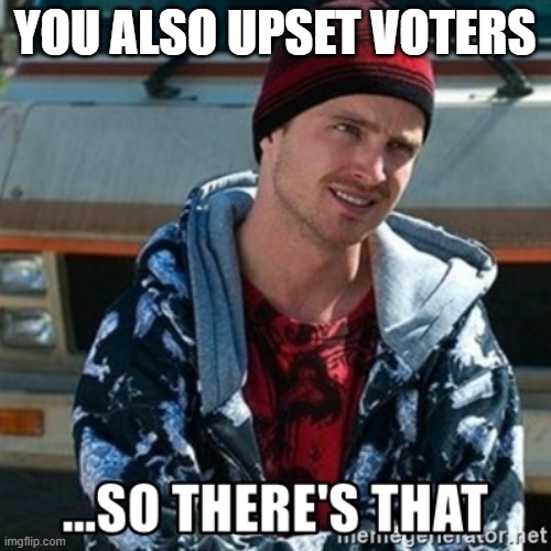 So there's that | YOU ALSO UPSET VOTERS | image tagged in so there's that | made w/ Imgflip meme maker