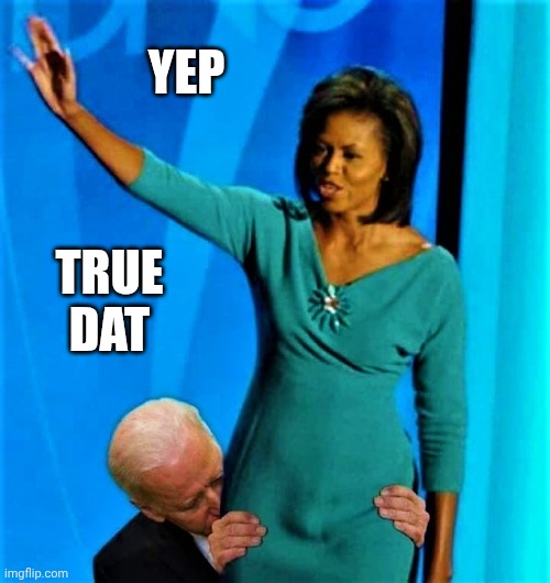 Biden sniffs Michelle Obama | YEP TRUE DAT | image tagged in biden sniffs michelle obama | made w/ Imgflip meme maker