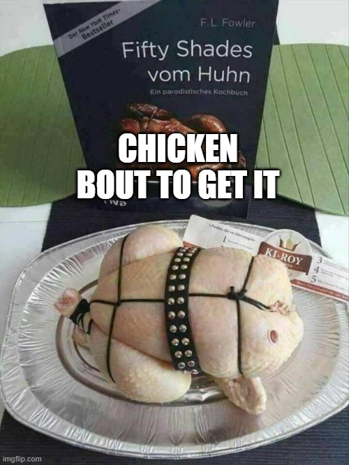 50 Shades of Chicken | CHICKEN BOUT TO GET IT | image tagged in sex jokes | made w/ Imgflip meme maker