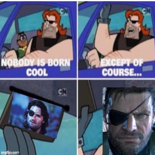 Only The Legendary Soldier Big Boss Is Born Cool | image tagged in metal gear,solid snake | made w/ Imgflip meme maker