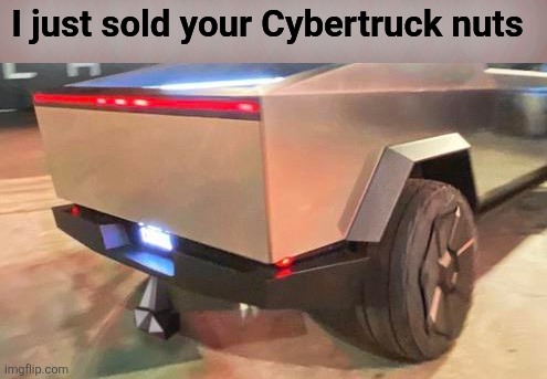 I just sold your Cybertruck nuts | I just sold your Cybertruck nuts | image tagged in tesla,tesla truck,truck nuts | made w/ Imgflip meme maker