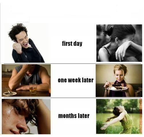 girls vs guys after breakup Blank Meme Template