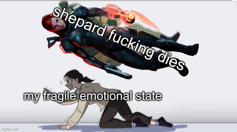 Image of Commander Shepard bodyslamming my fragile emotional state