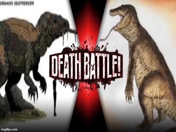 Comodo dragon (hellraptor) vs Forest tyrant (Quinn red) | image tagged in who would win | made w/ Imgflip meme maker