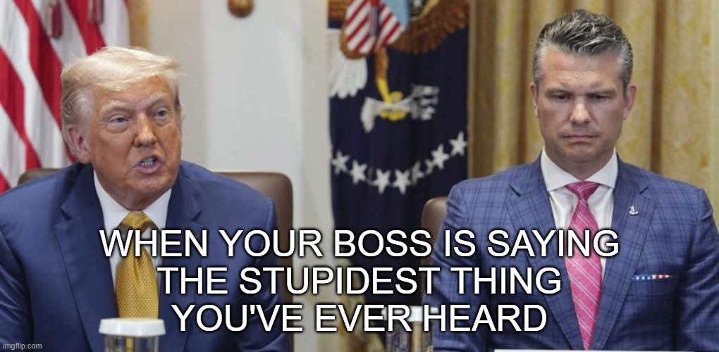 TFYM | WHEN YOUR BOSS IS SAYING
THE STUPIDEST THING
YOU'VE EVER HEARD | image tagged in my boss is a moron face,trump unfit unqualified dangerous,idiot | made w/ Imgflip meme maker