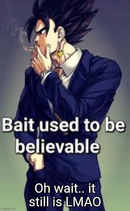 Bait used to be believable | Oh wait.. it still is LMAO | image tagged in bait used to be believable | made w/ Imgflip meme maker