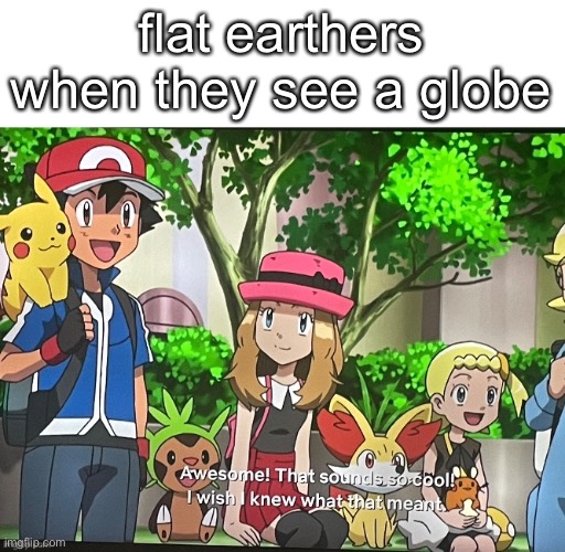 also new temp | flat earthers when they see a globe | image tagged in awesome that sounds so cool | made w/ Imgflip meme maker