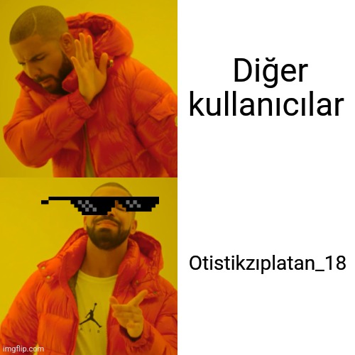 Drake Hotline Bling Meme | Diğer kullanıcılar Otistikzıplatan_18 | image tagged in memes,drake hotline bling | made w/ Imgflip meme maker