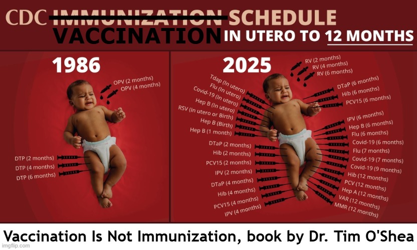 The CDC lies. Vaccination Is Not Immunization - book by Dr. Tim O'Shea | ____________________; VACCINATION; Vaccination Is Not Immunization, book by Dr. Tim O'Shea | image tagged in cdc,vaccines,vaccine,vaccination,covid vaccine,bill gates loves vaccines | made w/ Imgflip meme maker