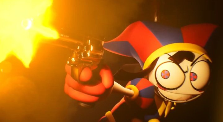 Pomni with her gun Blank Meme Template