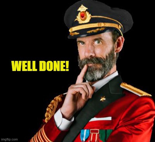 captain obvious | WELL DONE! | image tagged in captain obvious | made w/ Imgflip meme maker