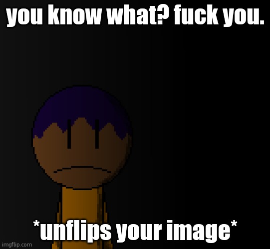 brother | you know what? fuck you. *unflips your image* | image tagged in brother | made w/ Imgflip meme maker
