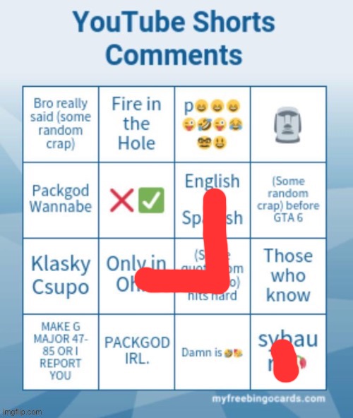 YouTube Shorts comments bingo | image tagged in youtube shorts comments bingo | made w/ Imgflip meme maker