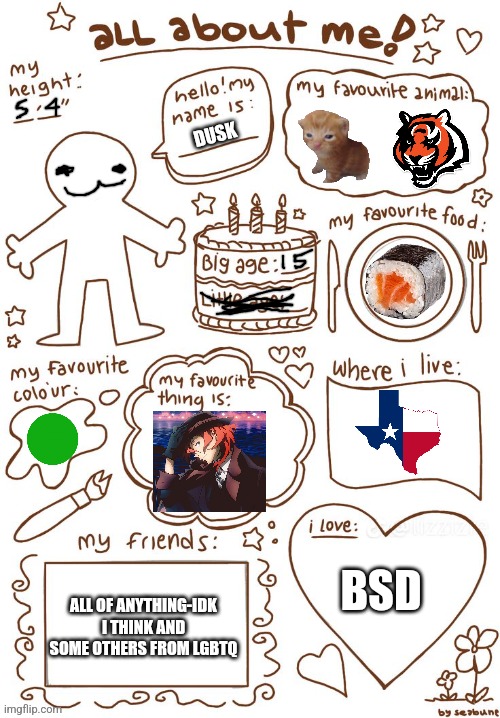 all about meh | DUSK; ALL OF ANYTHING-IDK I THINK AND SOME OTHERS FROM LGBTQ; BSD | image tagged in all about meh | made w/ Imgflip meme maker