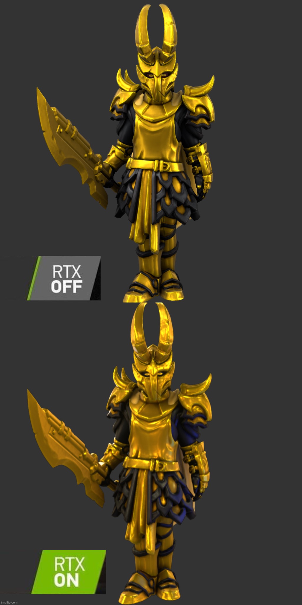 Xerxes: RTX off and on | image tagged in xerxes | made w/ Imgflip meme maker