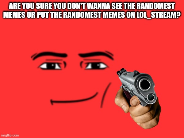 ARE YOU SURE YOU DON'T WANNA SEE THE RANDOMEST MEMES OR PUT THE RANDOMEST MEMES ON LOL_STREAM? | image tagged in war | made w/ Imgflip meme maker