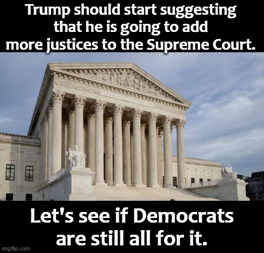 How fun would this be? | Trump should start suggesting that he is going to add more justices to the Supreme Court. Let's see if Democrats are still all for it. | image tagged in supreme court,fight,fire,democrat,hypocrisy | made w/ Imgflip meme maker