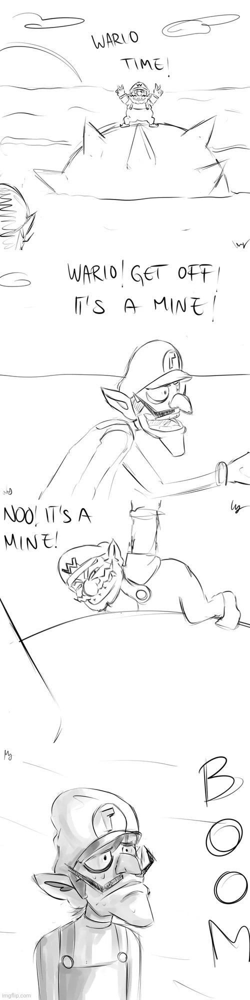 Wario finds a mine.mp3 | image tagged in wario,waluigi,mine,fanart | made w/ Imgflip meme maker
