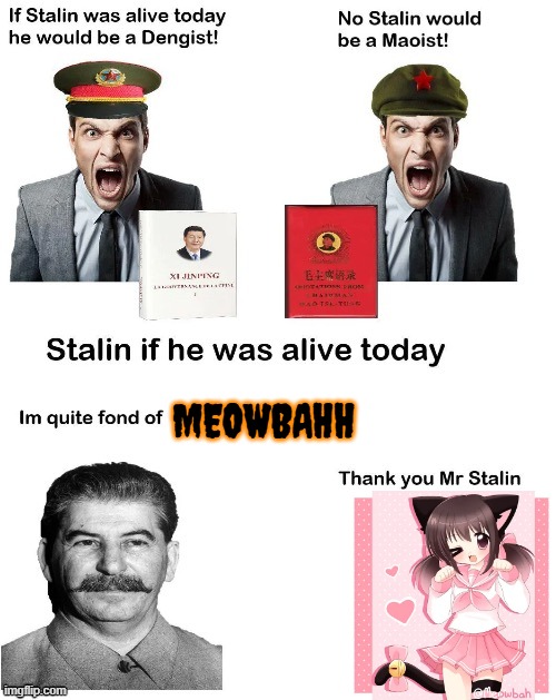 They both hate religion but stalin is 502x chadlier than meowbahh but it doesn't make him a chad | MEOWBAHH | image tagged in if stalin was alive today,meowbahh,communism,joseph stalin,dictator,controversial | made w/ Imgflip meme maker