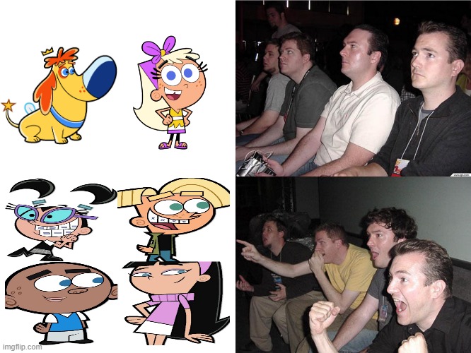 Fop classic characters vs modern characters | image tagged in reaction guys,fairly odd parents,the fairly oddparents,nickelodeon | made w/ Imgflip meme maker