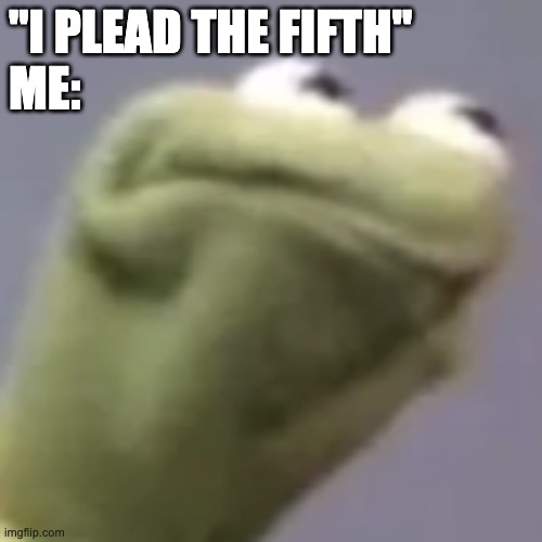 Hmmm kermit | "I PLEAD THE FIFTH"
ME: | image tagged in hmmm kermit | made w/ Imgflip meme maker