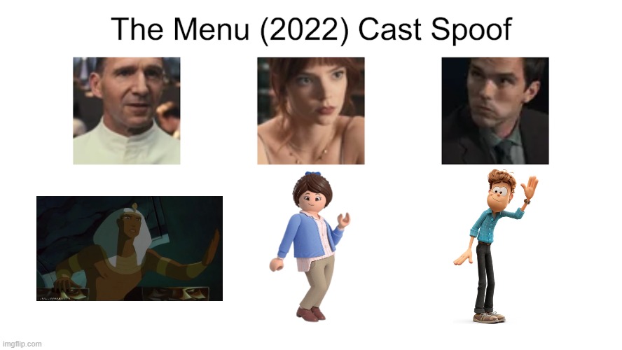 Credit to Waldness Topic International for this used | image tagged in meme,memes,spoof cast,the menu,characters,roles | made w/ Imgflip meme maker