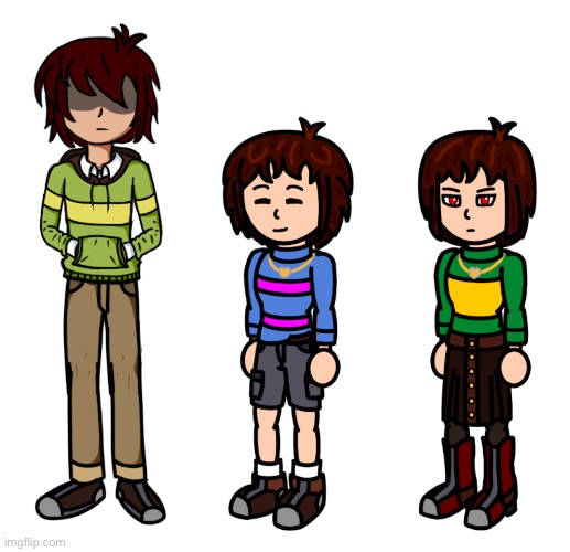 Kris Frisk Chara = KFC = Kentucky Fried Chicken | image tagged in undertale,deltarune,kris,frisk,chara,drawing | made w/ Imgflip meme maker