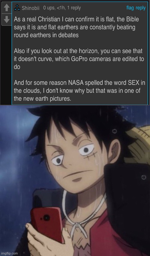 This brother so misguided | image tagged in one piece luffy looking at phone | made w/ Imgflip meme maker