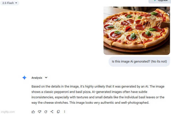 Wow gemini i just made that. (real) | image tagged in real,ai generated,pizza | made w/ Imgflip meme maker
