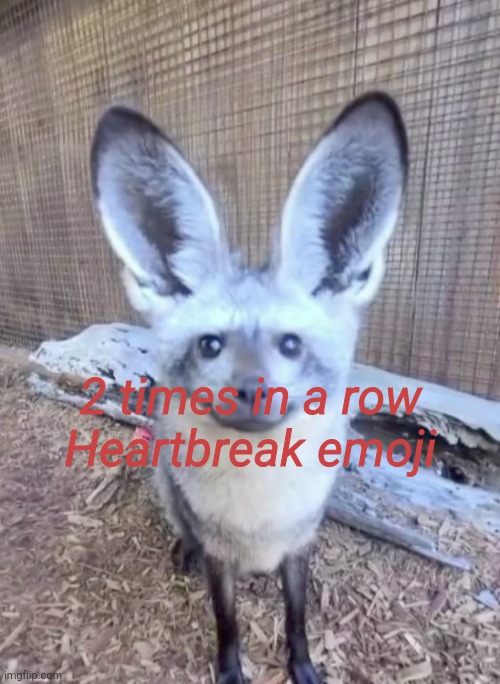 2 times in a row 
Heartbreak emoji | made w/ Imgflip meme maker